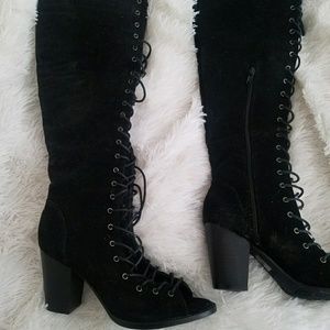 Never worn Faux suede Yoki knee high boots